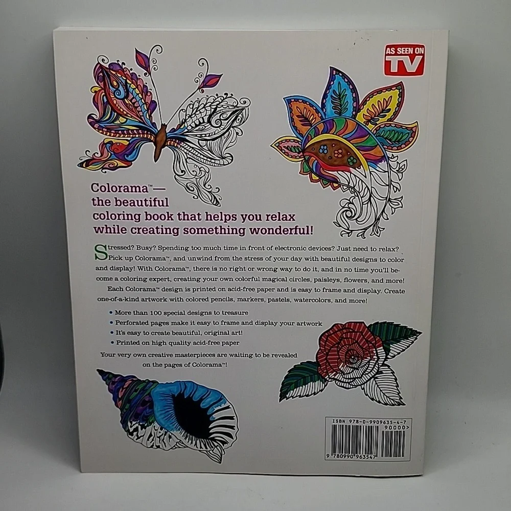 Colorama Coloring Book Flowers, Paisley, Stained Glass and More - Picture 3 of 5
